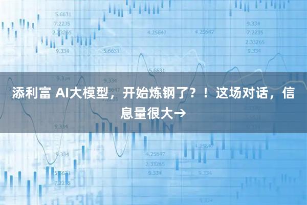 添利富 AI大模型，开始炼钢了？！这场对话，信息量很大→