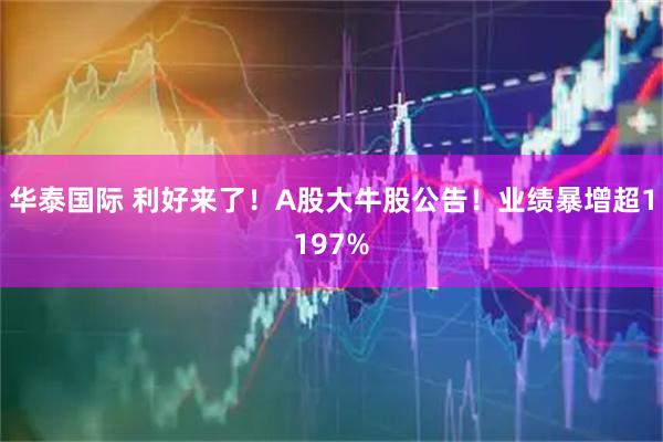 华泰国际 利好来了！A股大牛股公告！业绩暴增超1197%