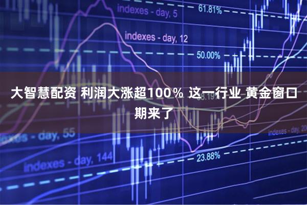 大智慧配资 利润大涨超100％ 这一行业 黄金窗口期来了